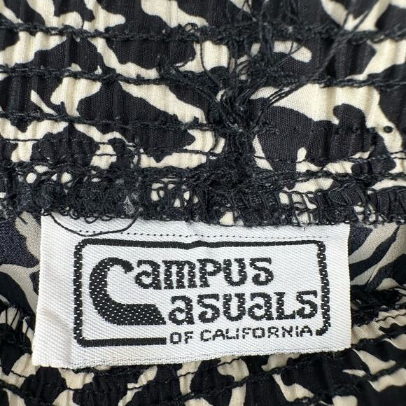 70s Vintage Skirt Womens Small Black Midi Print Pleated Cottage Boho Bohemian - Picture 2 of 7